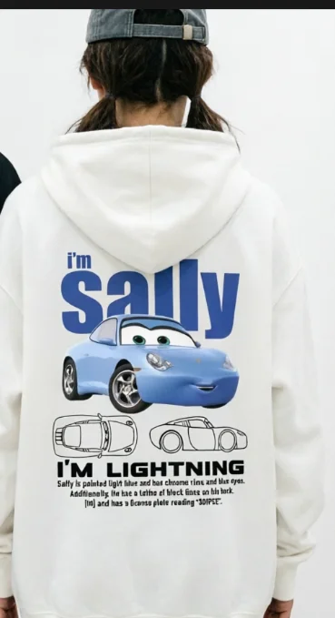 lovers New Lightning McQueen and Sally Print Couple Hoodies - Pure Color Men's and Women's sweatshirt