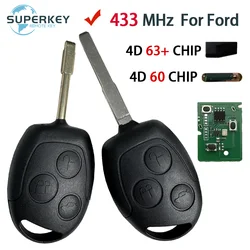 For Ford Focus Mondeo Transit connect Courier Fiesta Galaxy Mondeo C-Max S-Max Fusion 433Mhz Remote Control Car Key 4D60 4D63