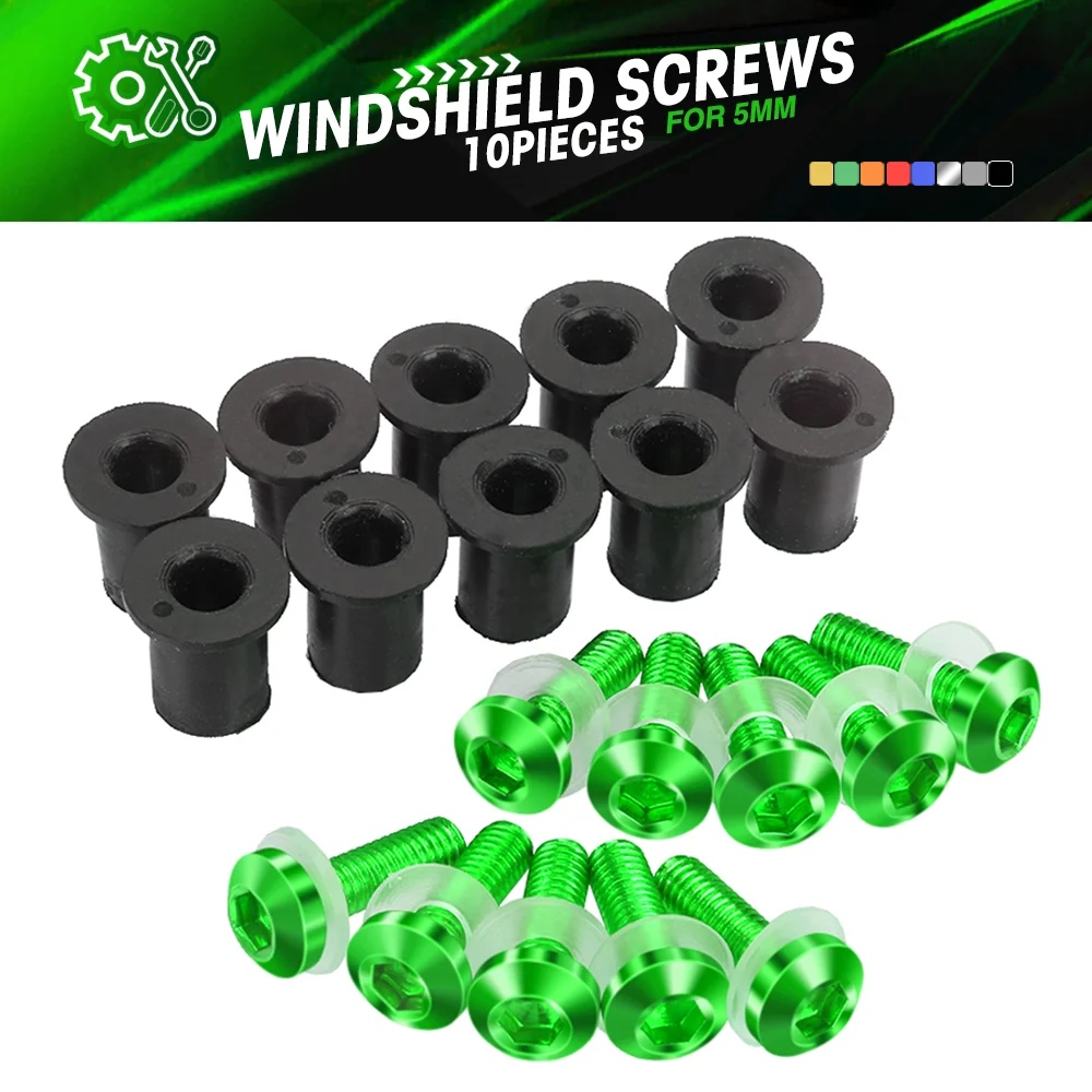 

10 PCS Windscreen Bolt Screw Windshield Screw Bolt Kit FOR KAWASAKI ER5 ER6F ER6N EX250E EX250F EX500R GTR1400 H2 KLE500