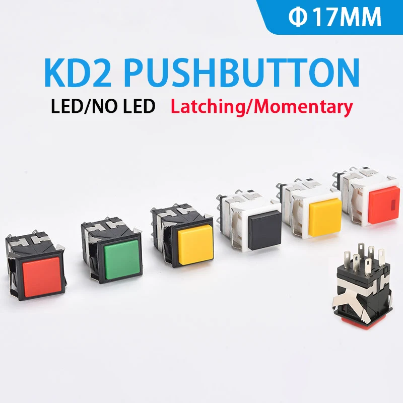 10 sztuk chwilowy zatrzask KD2-21 22 23 24 kwadratowy przełącznik wciskany ze wskaźnikiem LED 6PIN 8PIN 3A/250V 6A/125V ON-ON
