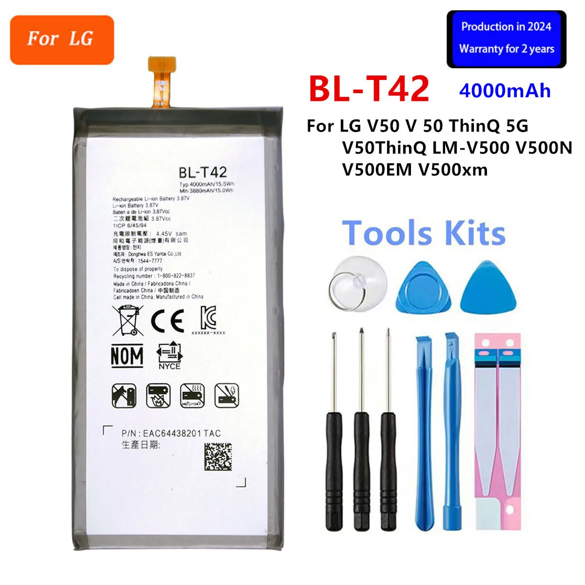 

Original BL-T42 4000mAh Replacement Battery For LG V50 V 50 ThinQ 5G V50ThinQ LM-V500 V500N V500EM V500xm phone Batteries+Tools