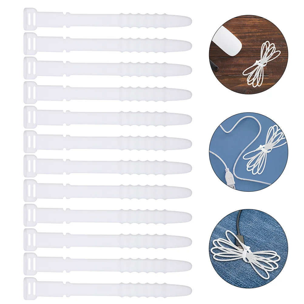 

12 Pcs Silicone Cable ganizer Data Cables Holder Flexible Cord Ties Headset Winder White USB Manager Storage Tool Desk Tidy