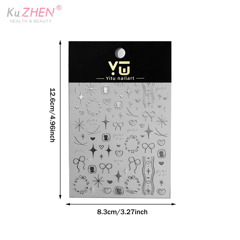 1-Blatt-Nagelaufkleber mit Schleifen, niedliches süßes Herz, Hund, selbstklebende Nagelaufkleber, DIY-Maniküre für Frauen und Mädchen, Nagelaufkleber