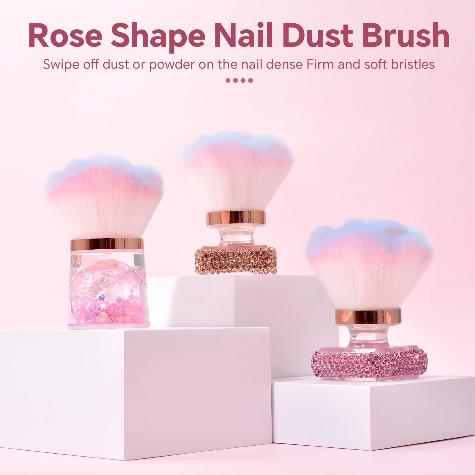 

Pink Nail Dust Brush 1Pc Rose Shape Cleaning Remover Nail Dust Brush Soft Cleaning Nail Brush Professional Manicure Tools
