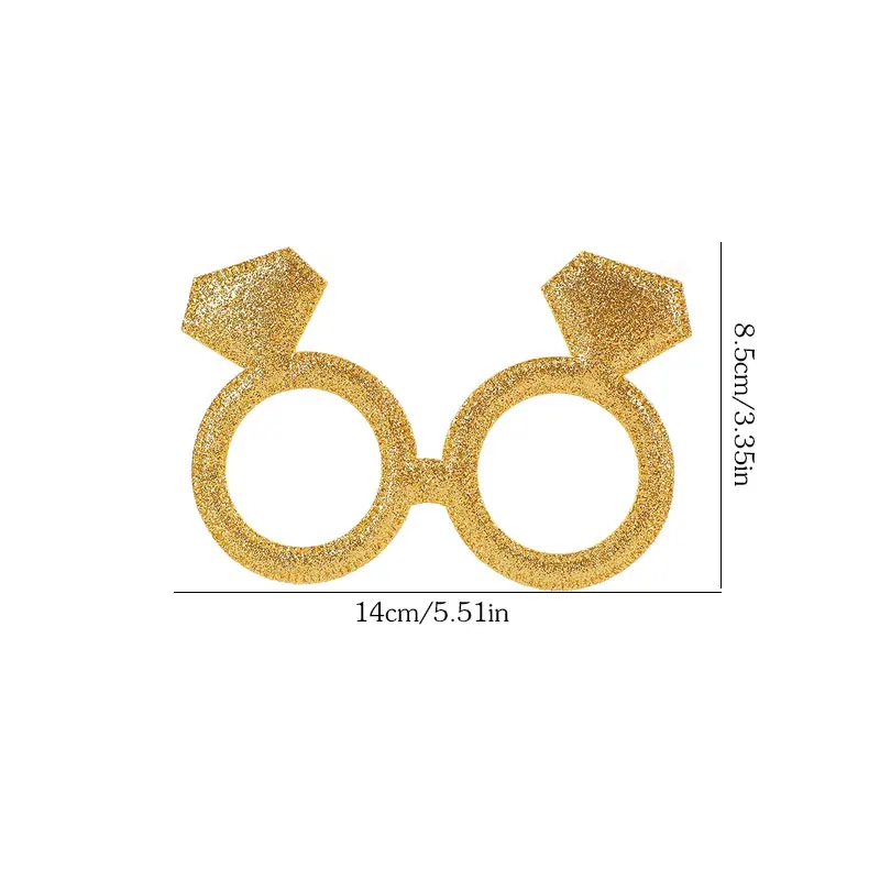50 Stück 8,5 x 14 cm große, mit Glitzer und Gold verzierte Glas-Applikationen für DIY-Cartoon-Brillen, dekoratives Material für Partys und Versammlungen – Detail 5