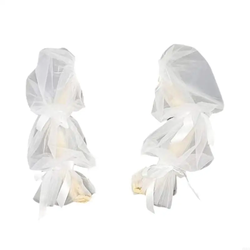 

68UA Bride Bishop Sleeve Elegant Arm Cover Simple Long Sleeve Decorative Tulle for Wedding False Simple Gloves Sheer