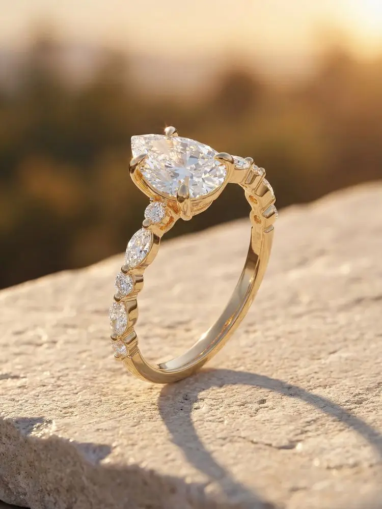 

925 Sterling Silver Creative Water Drop Marquise Zircon Ring For Women Anniversary Wedding Anniversary High Quality Fine Jewelry