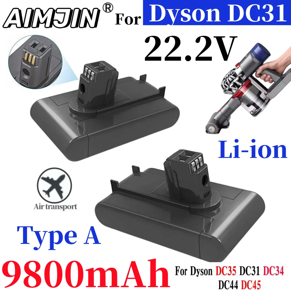 

22.2V 9800mAh Li-ion Replacement Battery For Dyson Handheld Vacuum Cleaner DC31 DC34 DC35 DC44 DC45 917083-01 Type A ﻿