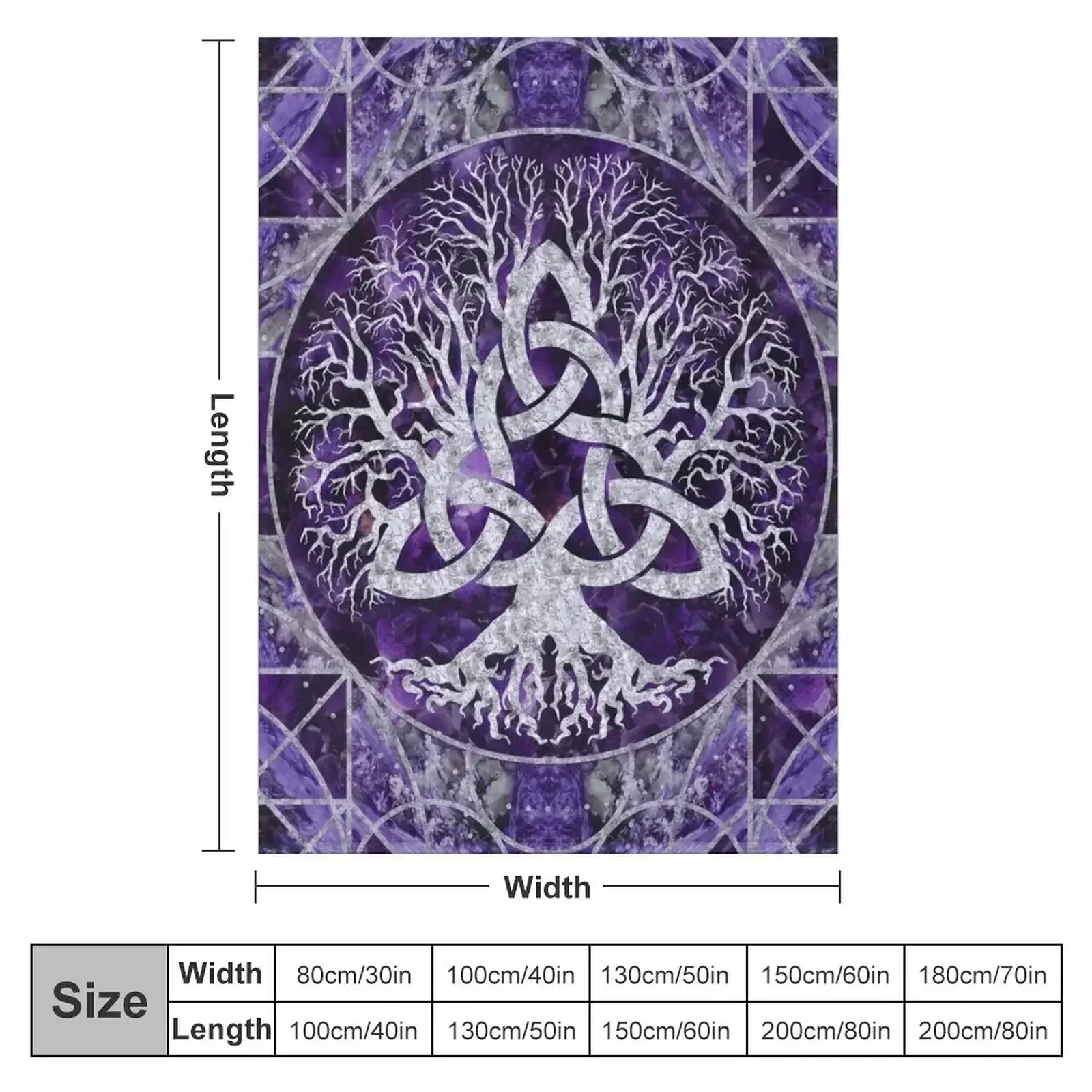 Tree of life with Triquetra Amethyst and silver Throw Blanket christmas decoration heavy to sleep Comforter Quilt Blankets