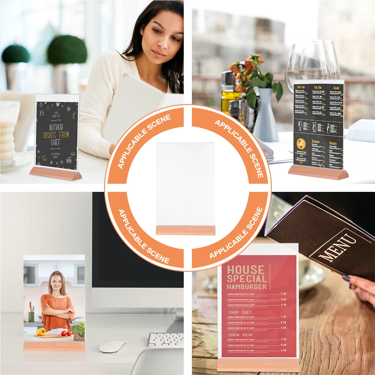 

Acrylic Display Menu Holders Sign Holder High Clear Perfect Design Easy Update Photo Shop Store Table