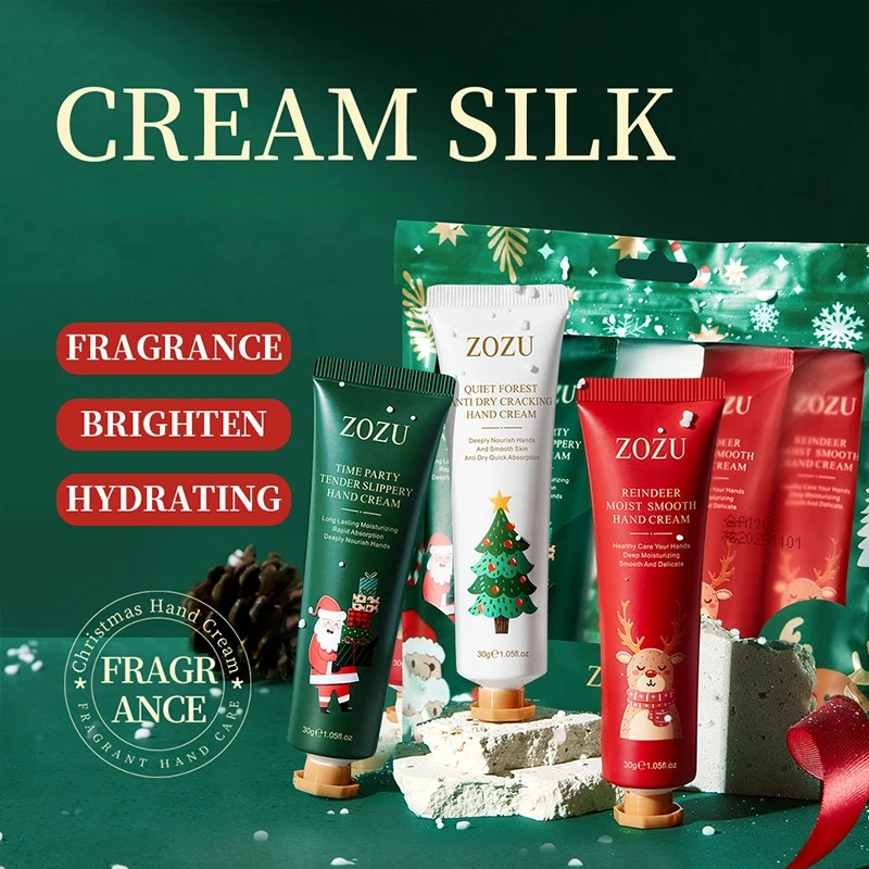 Christmas Hand Cream Set, Contains 3 Styles, Each 30g, Contains Niacinamide, Hyaluronic Acid and Other Ingredients, Moisturizing Texture, Nourishes the Skin, and Has a Light Fragrance Seasonal Mainten image 3