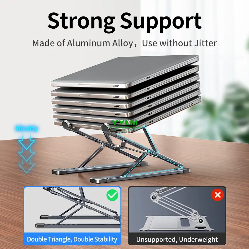 YYLM NEW N8 Adjustable Laptop Stand Aluminum for Macbook Tablet Notebook Stand Table Cooling Pad Foldable Laptop Holder  A