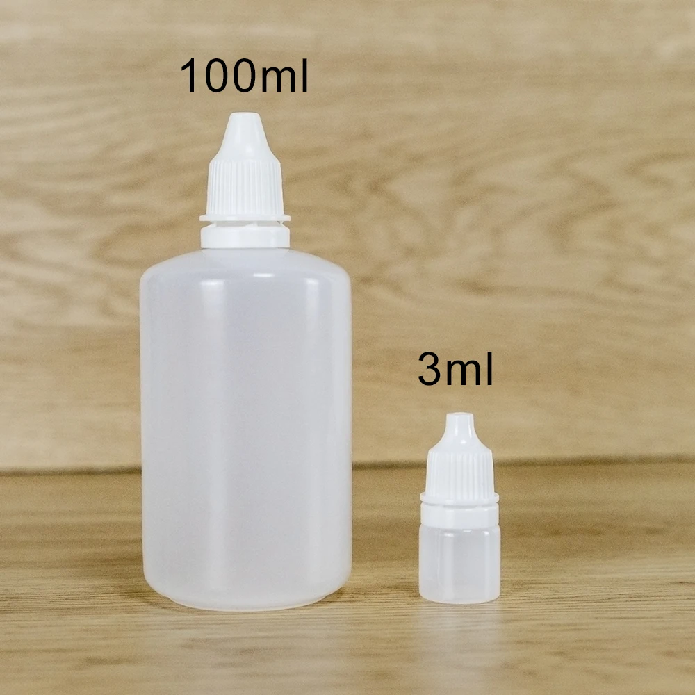 20Pcs 3ml 5ml 10ml 15ml 20ml 30ml 50ml 100ml Liquid Dropper Refillable Bottles Plastic Squeezable Eye Drops Vials Travel Paint