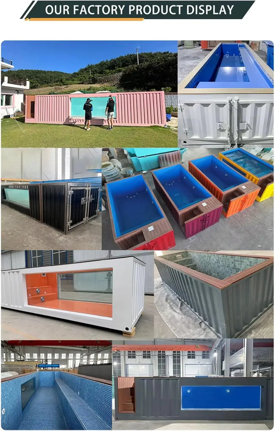 Piscina personalizzata con contenitore fuori terra Grande piscina ad aria aperta prefabbricata da 20 piedi 40 piedi per intrattenimento all'aperto