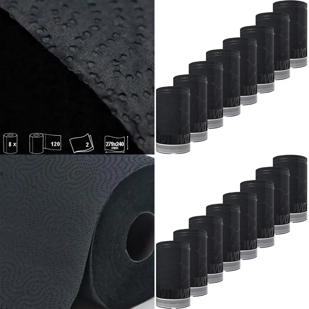 

Jumbo 2-Ply Absorbent Paper Towel Rolls, Set of 8 (Black)
