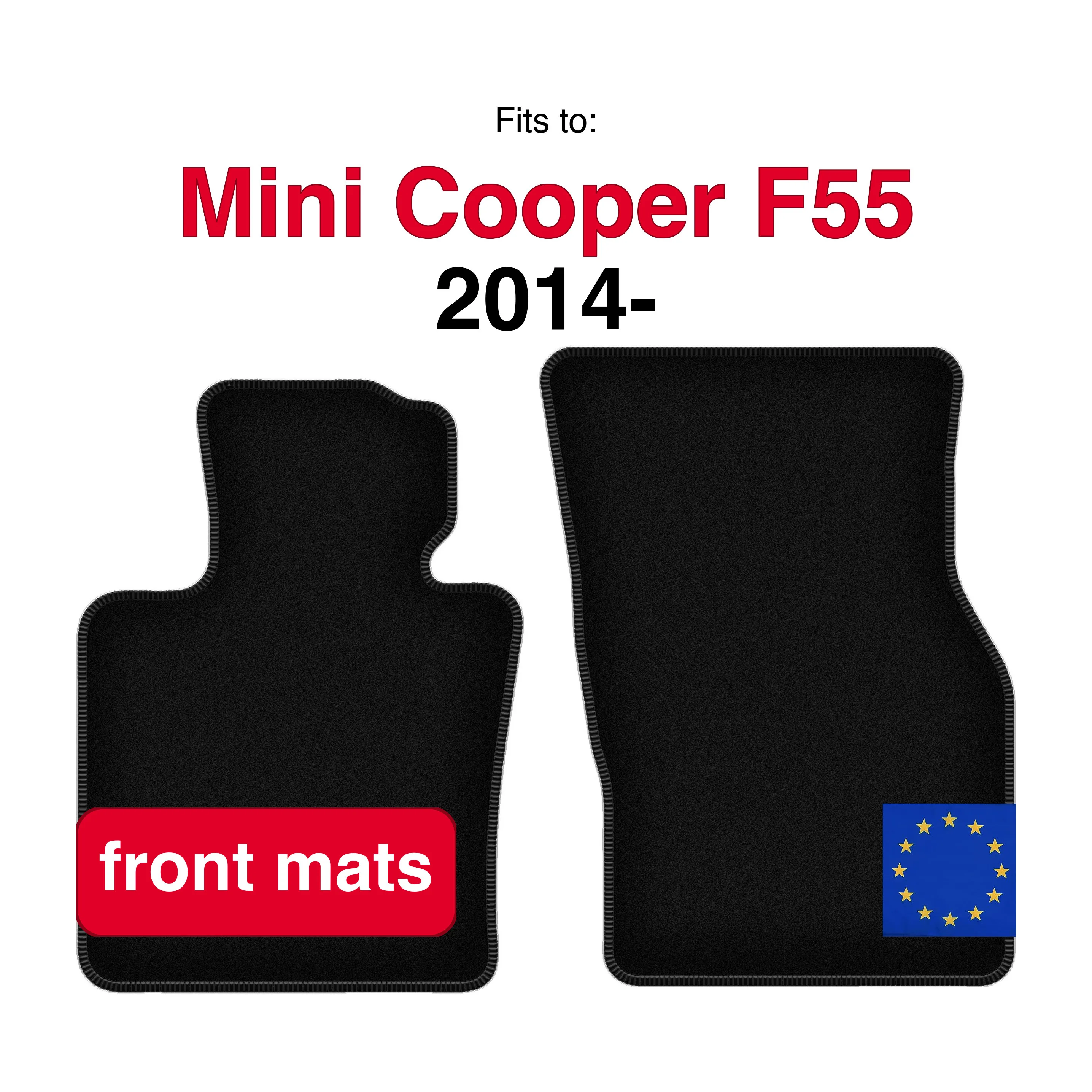 Velours vloermatten voor Mini Cooper F55 5-deurs (2014-) - Zwart (2 stuks) set auto vloermatten voor