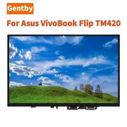 Asus VivoBook Flip 14 TM420 TP420 터치 디지타이저 LCD 디스플레이 스크린 어셈블리 (프레임 1920X1080 IPS 30 핀 포함) 용 새 14 인치