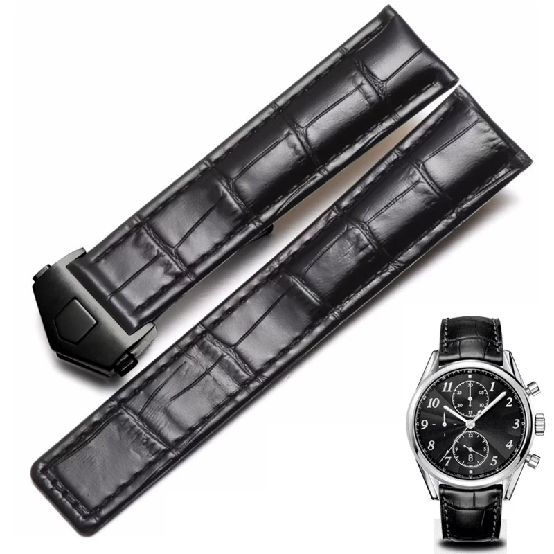 20mm 22mm 24mm Cowhide strap bracelet For Tag heuer watchband men wristwatches band accessories fold buckle cowhide watch strap