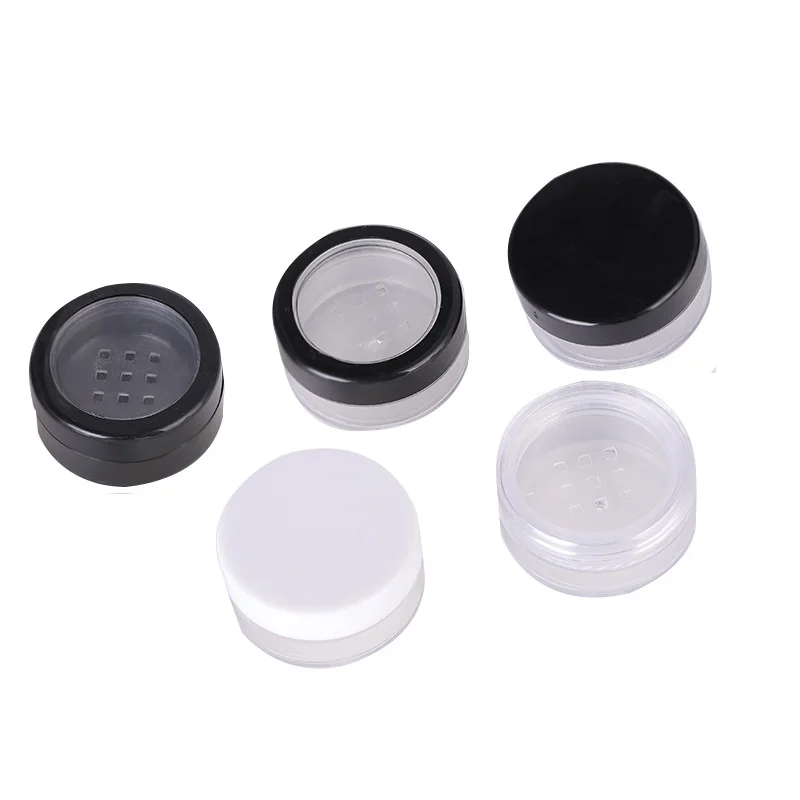 50pcs Loose Powder Jar Black Clear Loose Highlighter Powder Eyeshadow Makeup Box 5g Travel Loose Powder Case with Sifter/Window