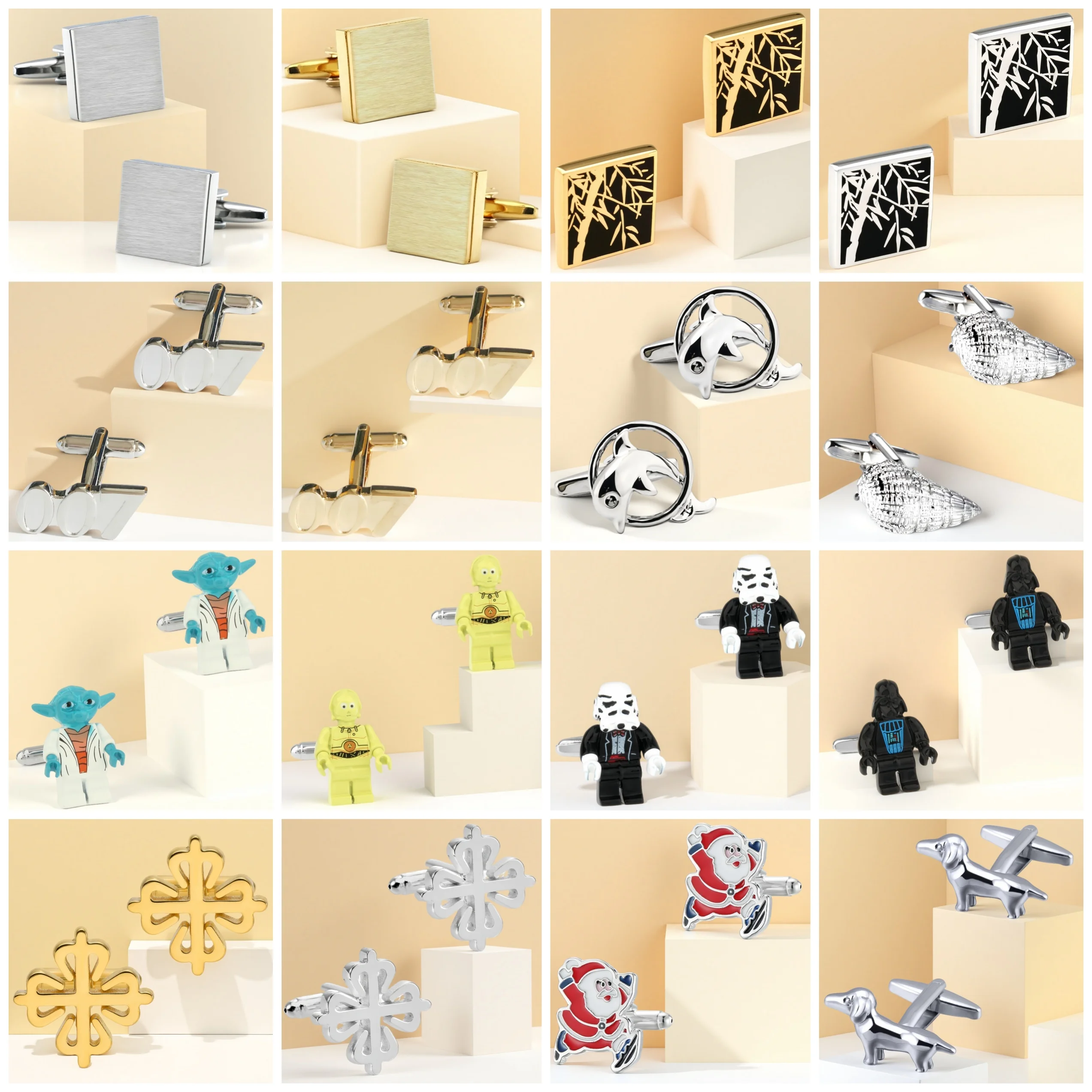 25 Styles Hero Designer Christmas Cufflinks Bamboo Dolphin Matte Cuff Links 1 Pair