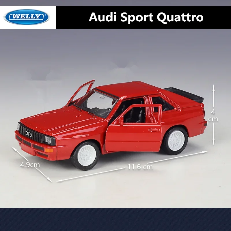 WELLY 1:36 Audi Sport Quattro Alloy Car Model Diecast Metal Toy Vehicles Car Model Simulation Pull Back Collection Gift