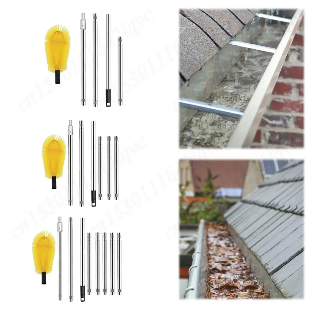 Gutter Cleaning Tools From The Ground Adjustable Guard Cleaner Tool Gutter Cleaning Brush for Easy Removing Leaves and Debris