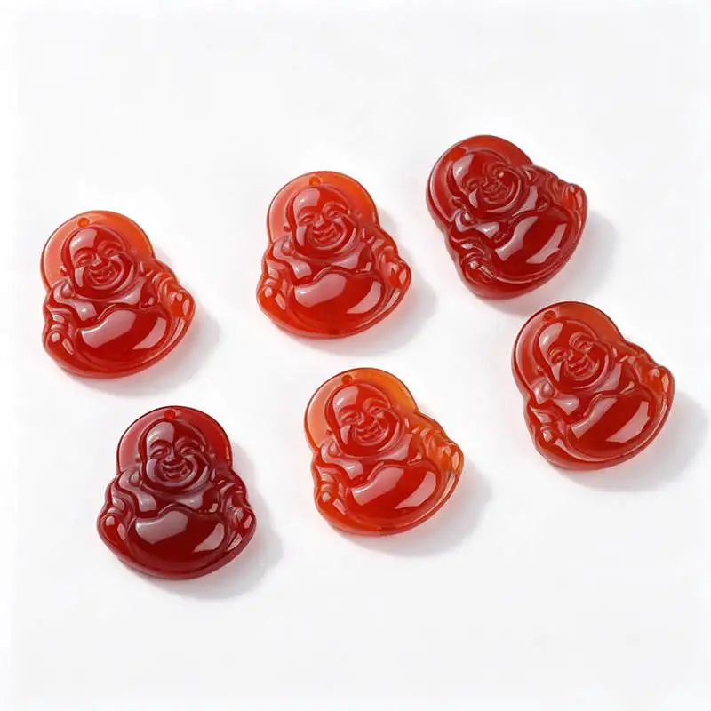 10PCS Red Agate Mile FO Smile Buddha Maitreya Amulets TBP369