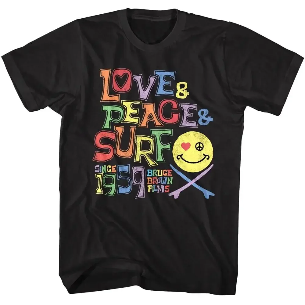 Bruce Brown Films Men's T Shirt Love Peace Surf