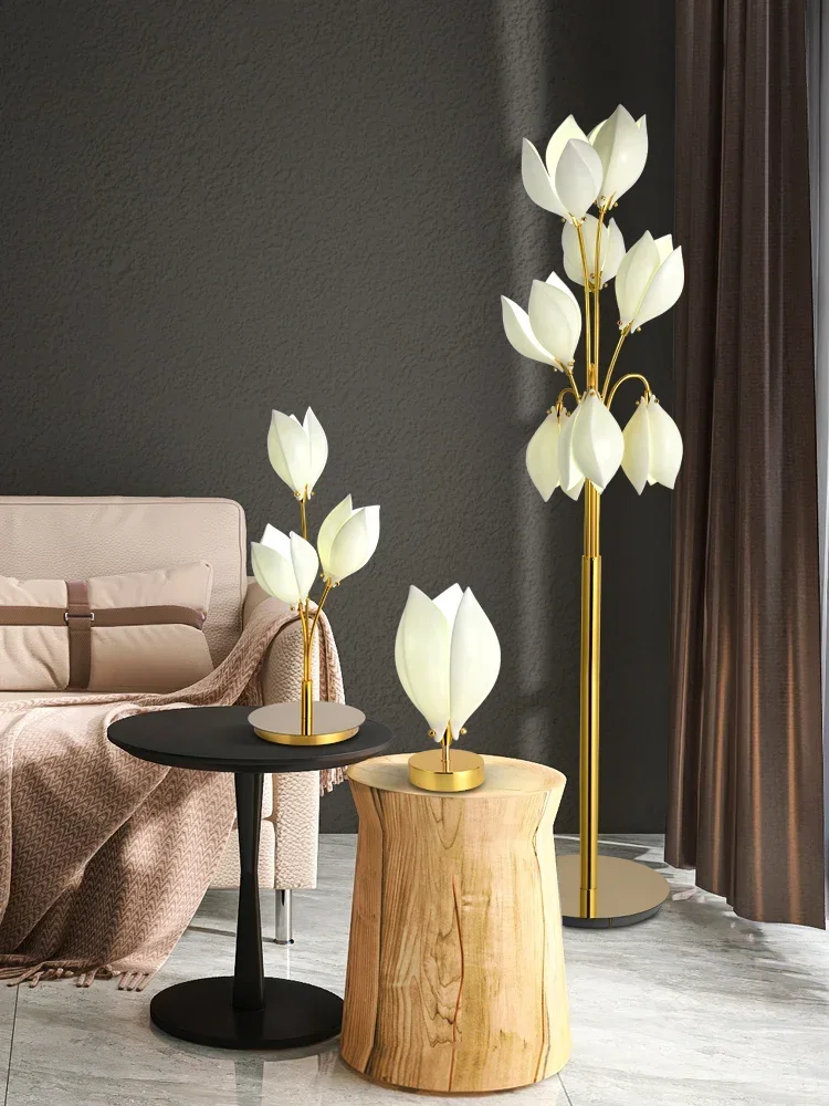 

Nordic flower magnolia floor lamp for living room sofa side bedroom bud shaped floor lamp creative design of lighting fixtures