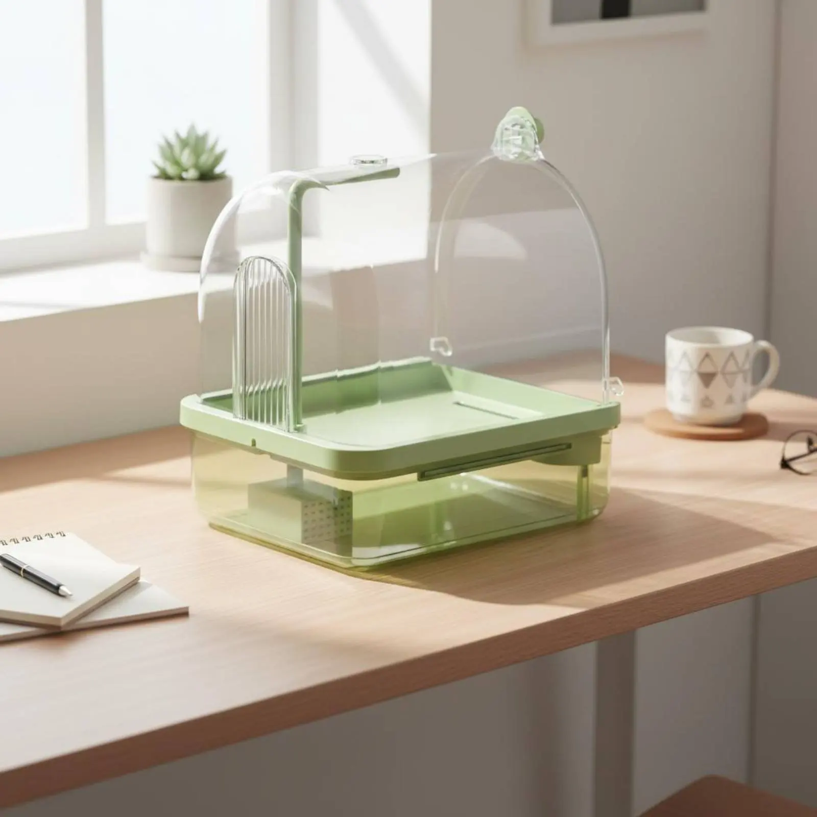 Hanging Avian Shower Transparent Panoramic View Enclosed Avian Bathing Box Parakeet Bath House Easy to Disassemble Pet Supplies view 2