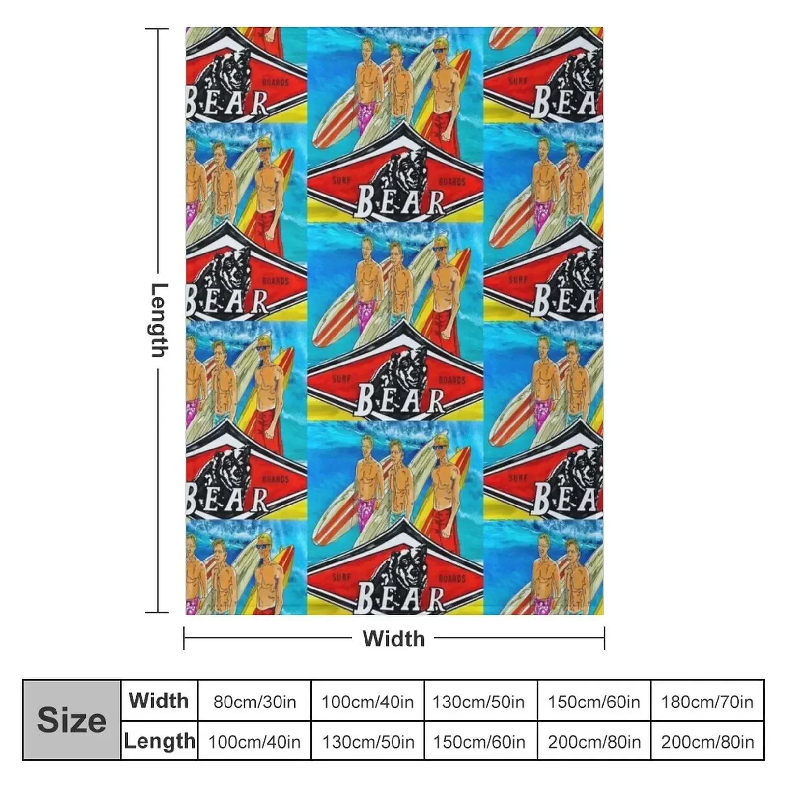 The Big Wave Wednesday Bear Longboard Surfers. Throw Blanket couch cozy soft plush fuzzy picnic outdoor blanket