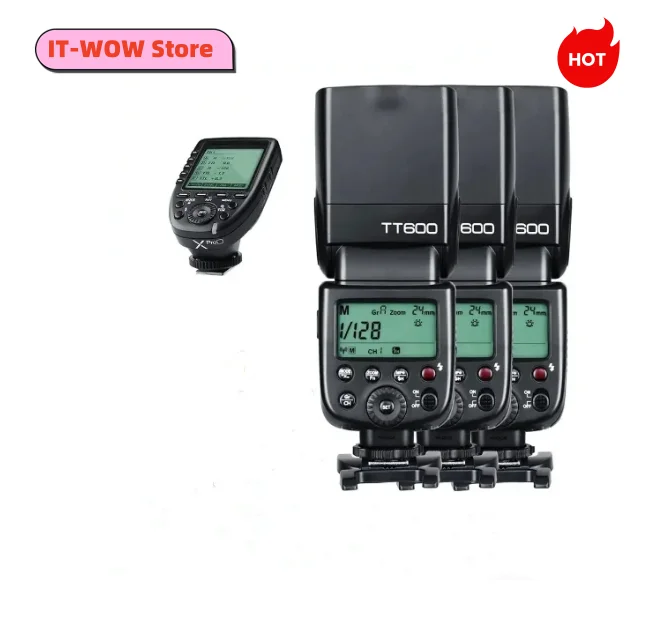 

3x Godox TT600 Built-in Receive Camera Flash Speedlite with Xpro Transmitter for for Canon Nikon Sony Fuji Olympus Pentax Camera