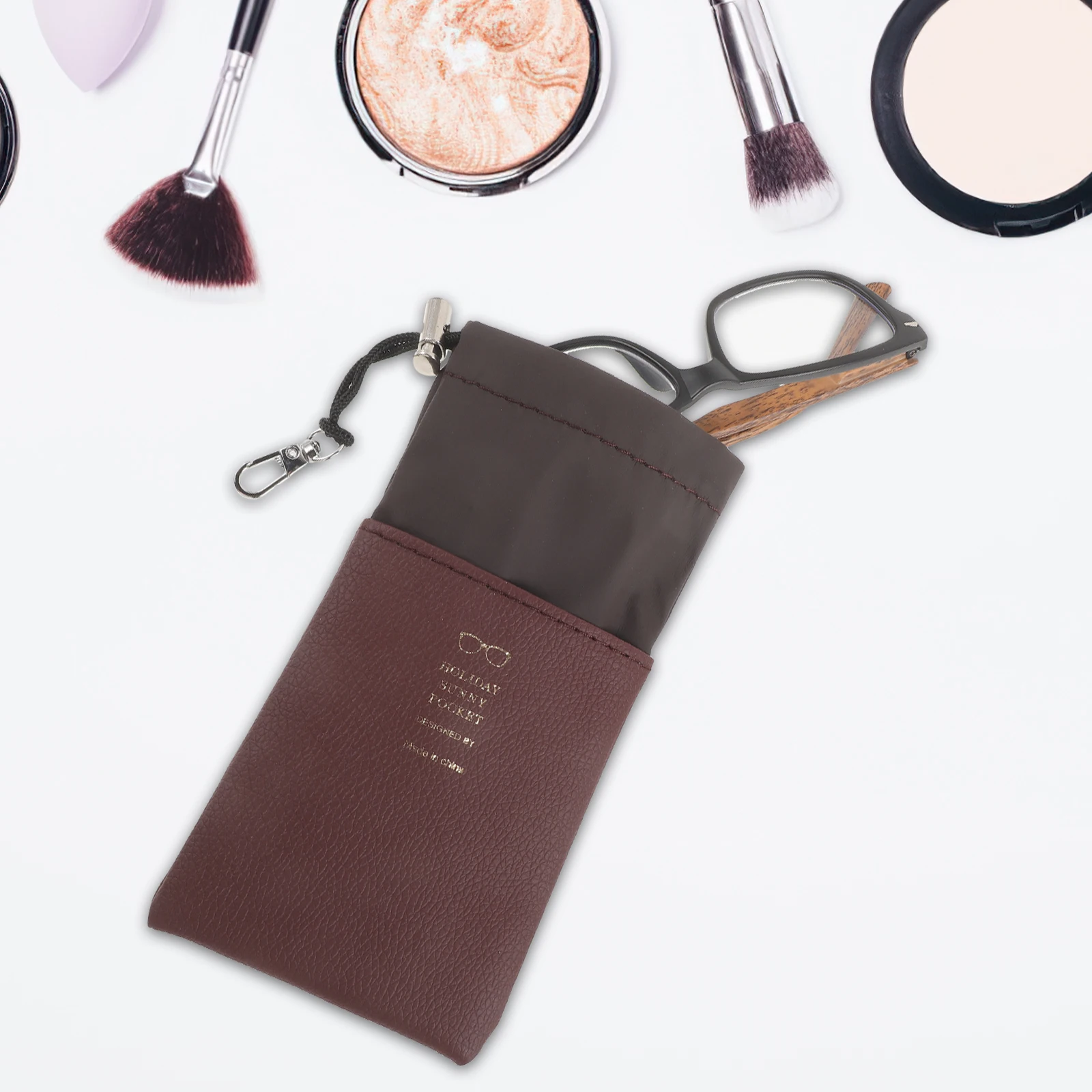 

Eyeglasses Pouch Durable Light Brown Storage Bag Glasses Sunglasses Sunglasses ganizer Case Small Gadgets ganizer