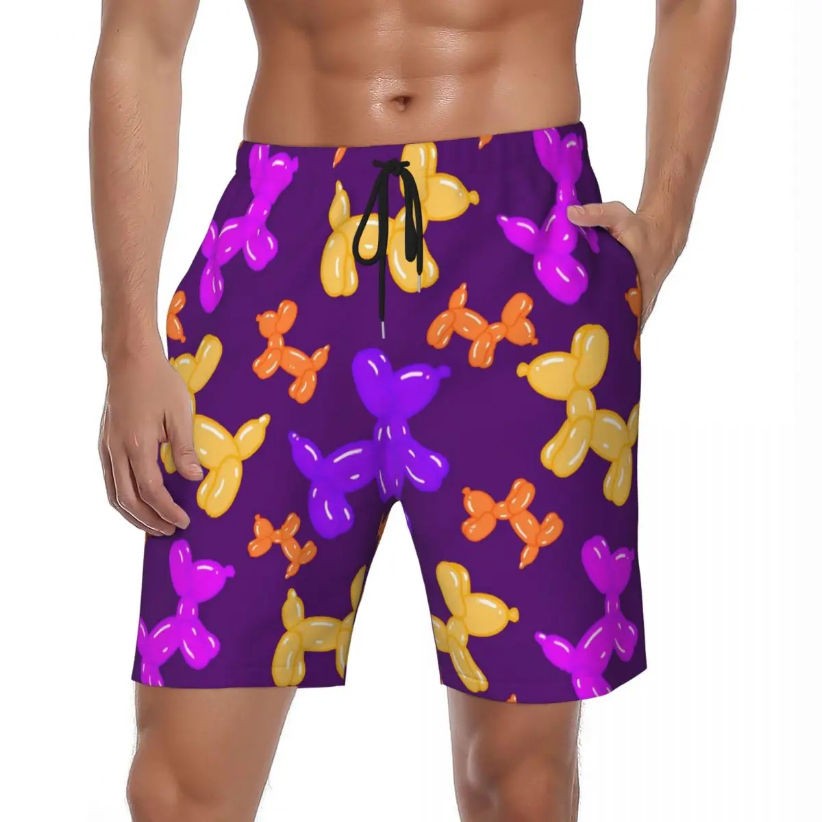 

Шорты для доски для собак с воздушным шаром, летние фиолетовые спортивные шорты с героями мультфильмов, мужские быстросохнущие, быстросохнущие, быстросохнущие, повседневные плавки