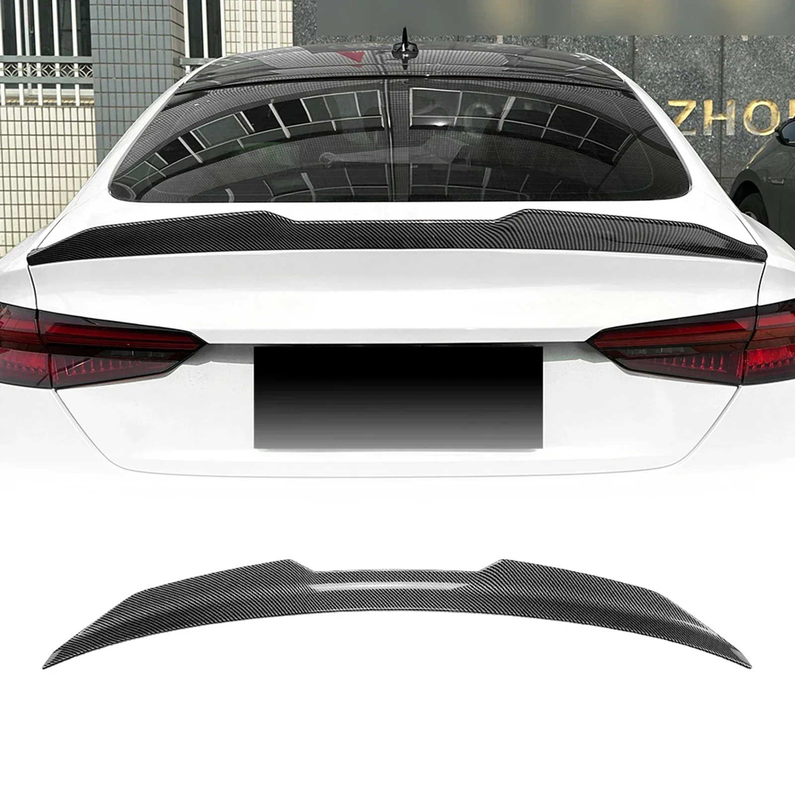 

New！ PSM Style Rear Trunk Lid Spoiler Wing For Audi A5 F5 4 Door Sportback 2017-2024 Carbon Fiber Look/Gloss Black Tail Splitter