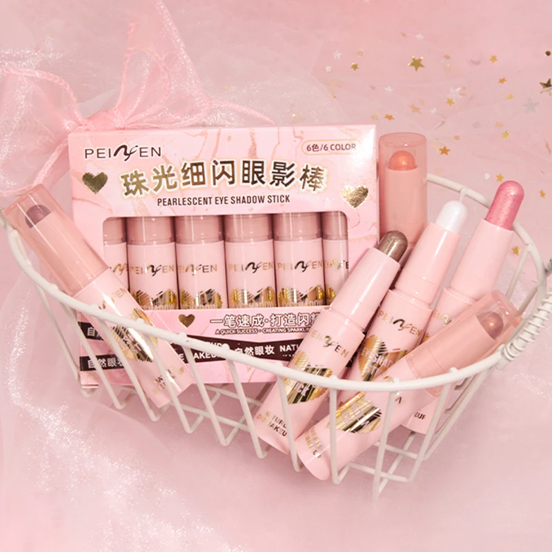 アイシャドウ スティック 6 個セット、防水性と耐久性、マルチカラー オプション、光沢のあるフォーミュラ - 素晴らしいアイメイクに最適