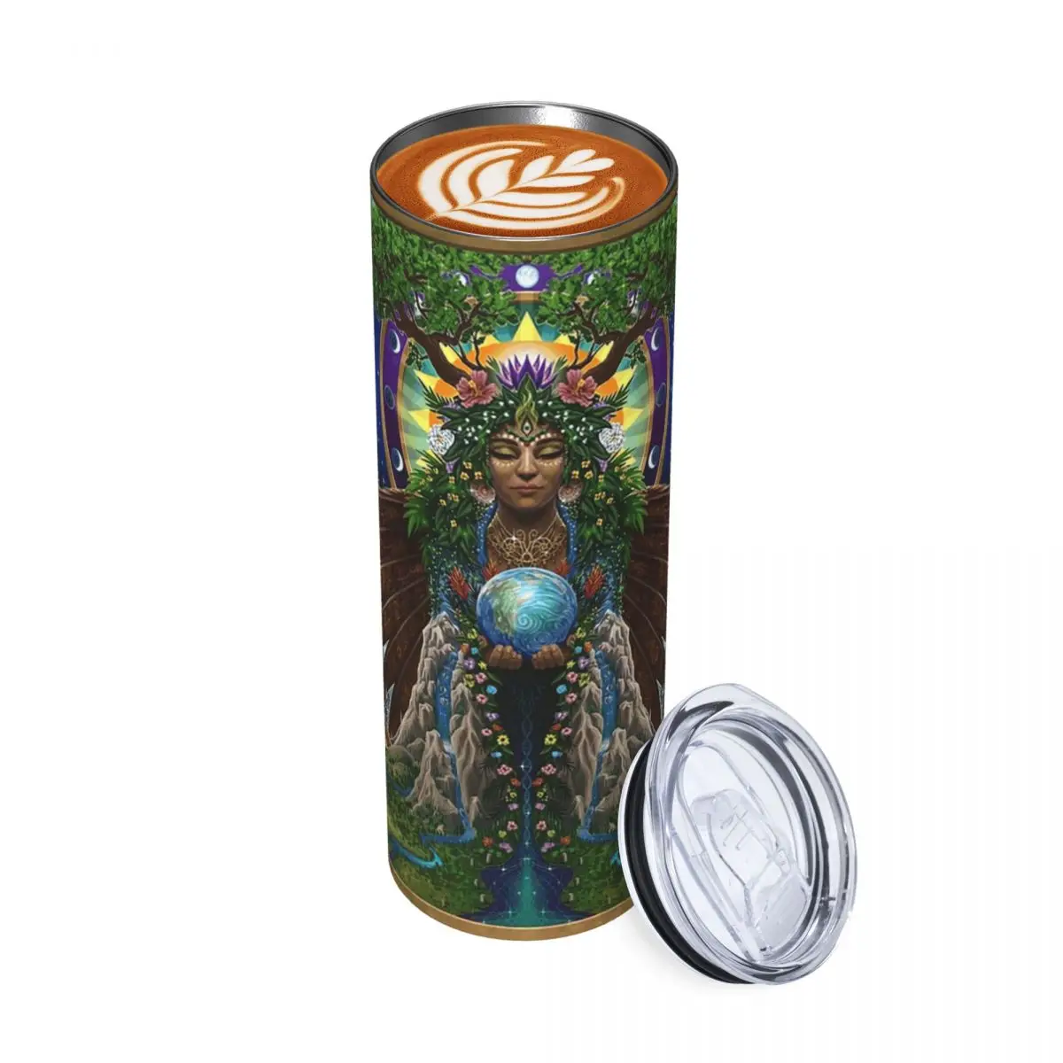 Gaia Sacred System Stainless Steel Tumbler Vacuum Insulated Mugs Thermal Cold Cup Straws With Lid 20oz