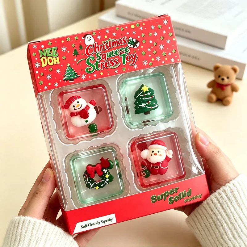 NEEDOH Mini 4-pack Set Nice Cube Stress Relief Squishy Cube Anti-Anxiety Squeeze Object Fidget Toy Holiday Gifts Set New 2026