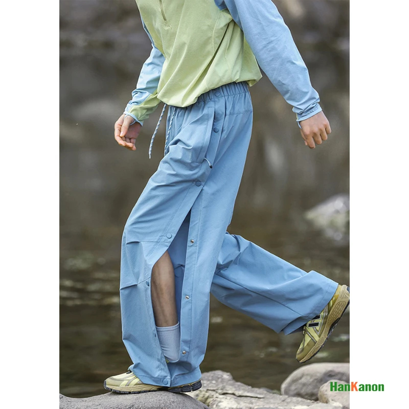 

Streetwear Mountain Series Outdoor Trousers: Triple-Proof Seam Taped Wide-Leg Paratrooper Style with Elastic Waist Unisex