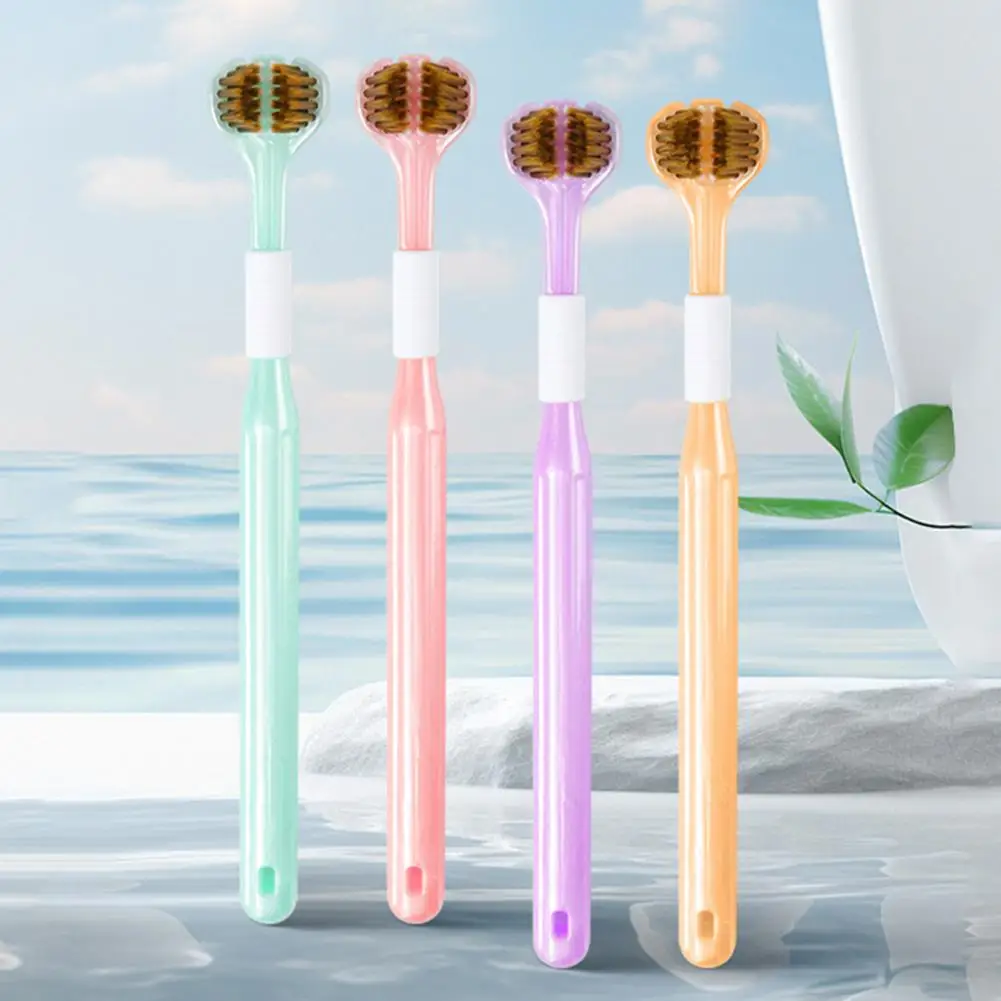 Long-lasting Dental Care Tool Three Toothbrush Three-sided Toothbrush for Effective Tongue Coating Removal Oral Care Adult