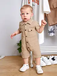 Summer Baby Boy Outdoor Fashion Casual comodo collo a camicia monopetto tasca Khaki tuta a maniche corte Company