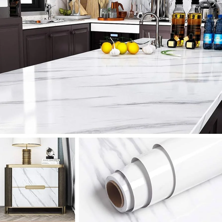 Marble Kitchen Anti-mold Sticker Wallpaper Self-adhesive Waterproof Washable High Temperature Resistant Stove Countertop Cabinet