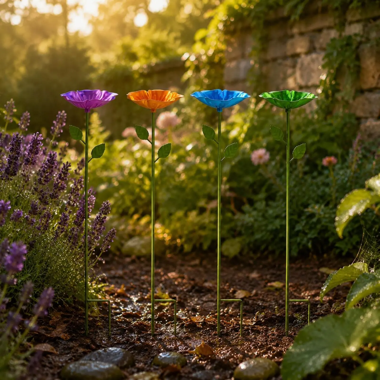 

4 Pieces Bee Watering Station Easy to Install Butterfly Water Feeder Butterfly Feeder Stake Weather-Resistant for Garden, Patio