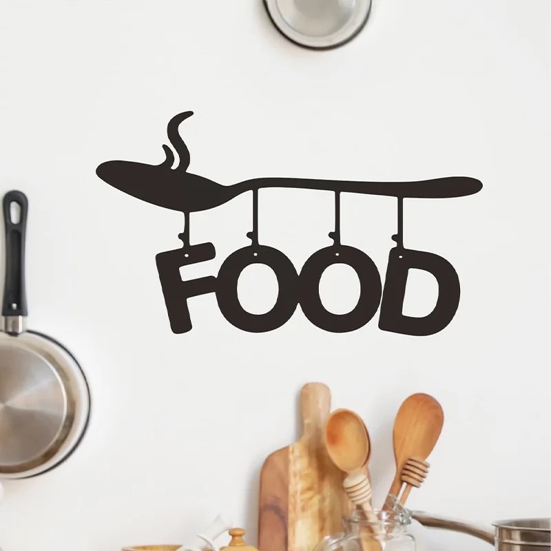 

Creative Spoon Silhouette Wall Sticker For Restaurant Decoration Wallpaper Kitchen Stove Decor Home Decals Self-adhesive Paster