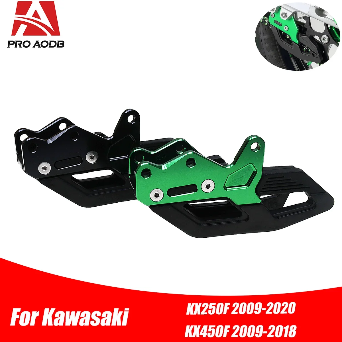 CNC Chain Guide Guard Protector Motorcycle Fit for Kawasaki KX250 KX450 KX250F 2009-2020 KX450F 2009-2018 KLX450R 2008-2019