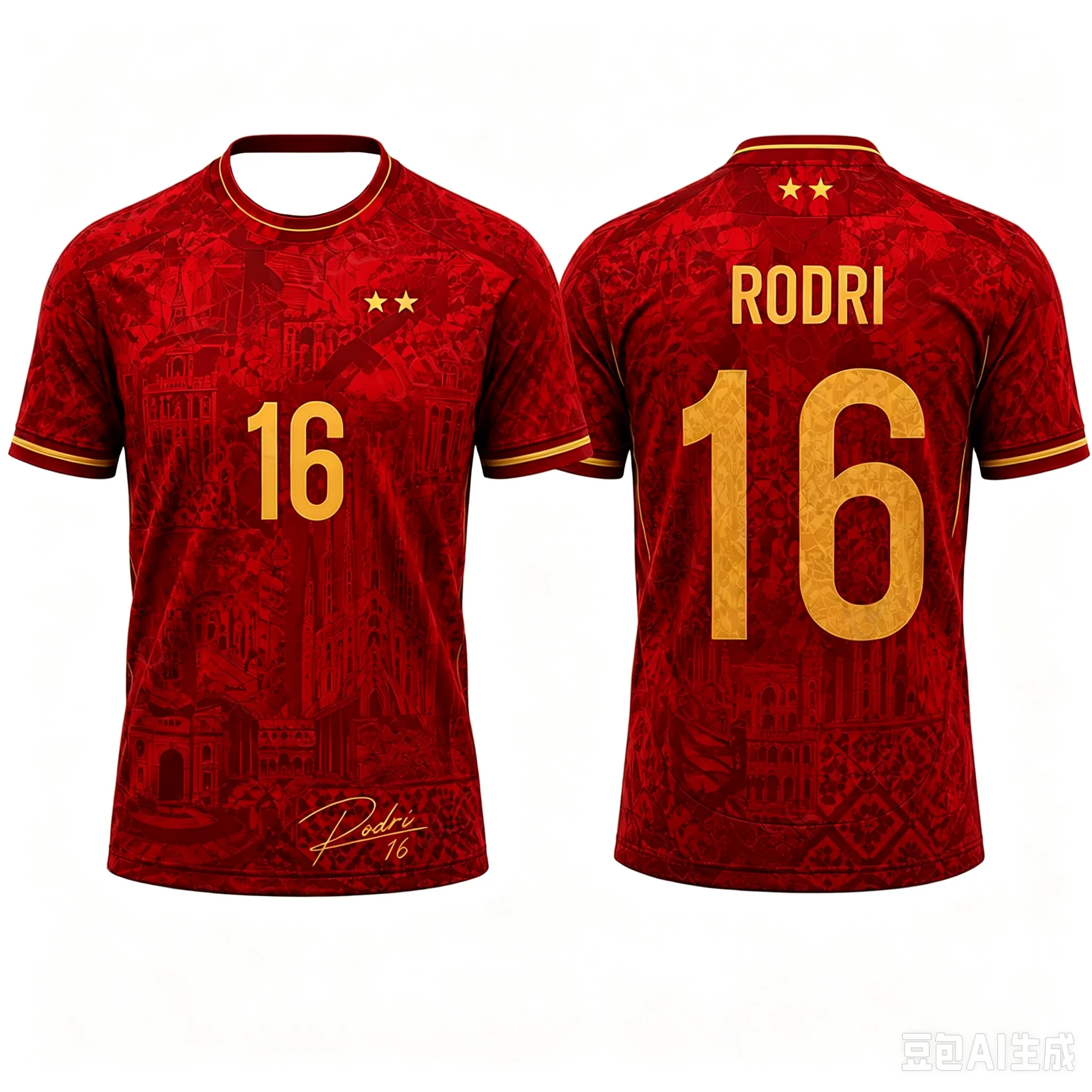 2026 Bestseller Neue Spanien Yamal 19 / Rodri 16 Fußballtrikot Zwei-Sterne-Edition Fußballtrikot für Männer Frauen Kinder Fan-Trikot Heimtrikot – Detail 6
