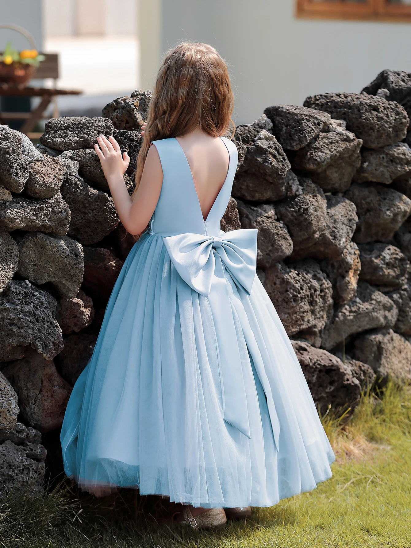 Kids Dresses for Girls Satin Birthday Party Tulle Pageant Dress Elegant Princess Casual Formal Children Clothing Wholesale