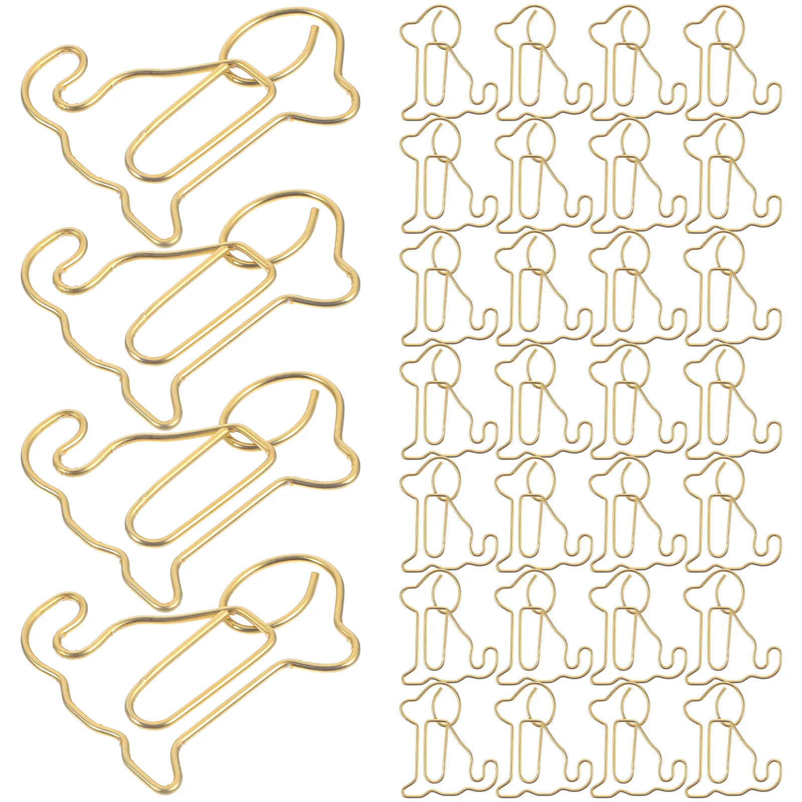 

50 Pcs Bookmarks Sitting Dog Bookcase Paper Clips for Document Small Paperclips Metal Folder Office Golden Baby