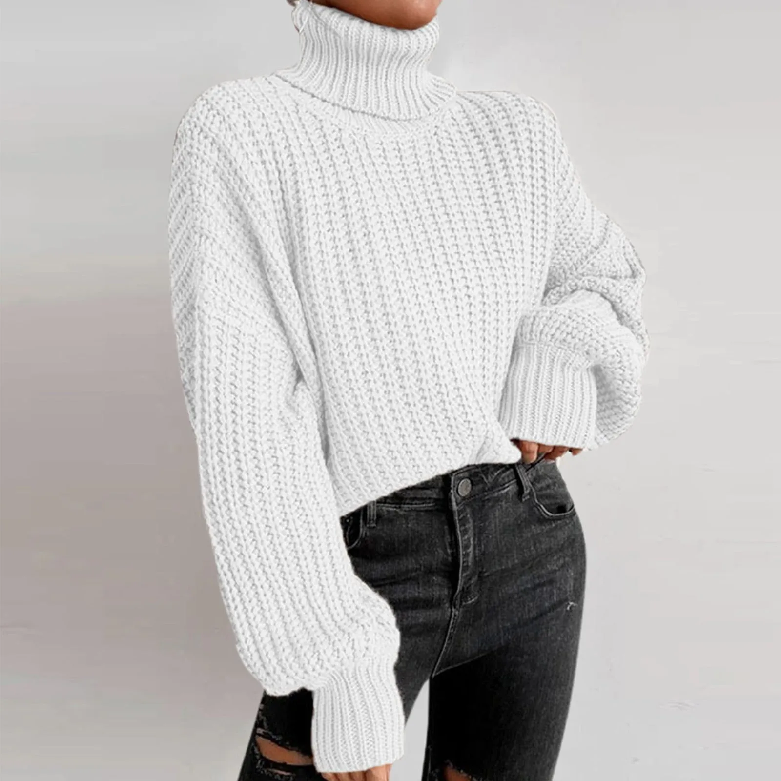 Elegant Knitted Oversized Turtleneck Sweater Women Casual Solid Long Sleeve Pullovers 2024 Autumn New Female Chic Top Streetwea