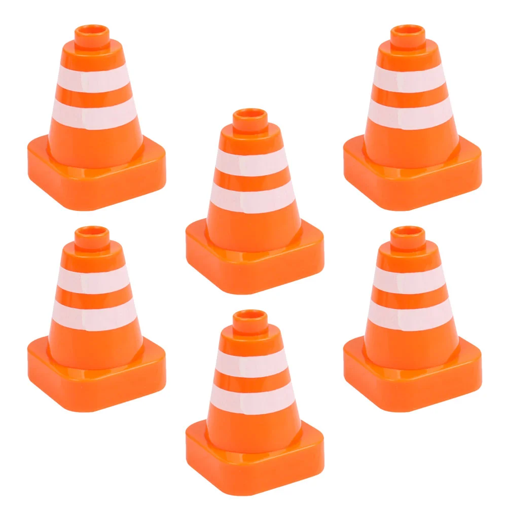 6 Pcs Road Cone Roadblock Sand Table Model Building Blocks Abs Drivers Simulation Cones